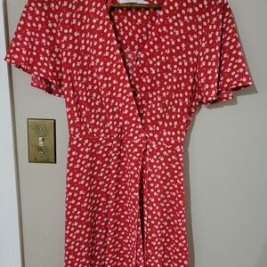 Monteau Red Floral Midi Dress